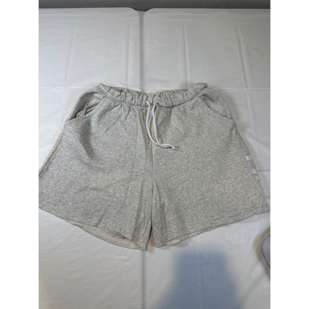 Pink Victoria's Secret Heather Gray Fleece Sweat Shorts Logo Raw Hem Small